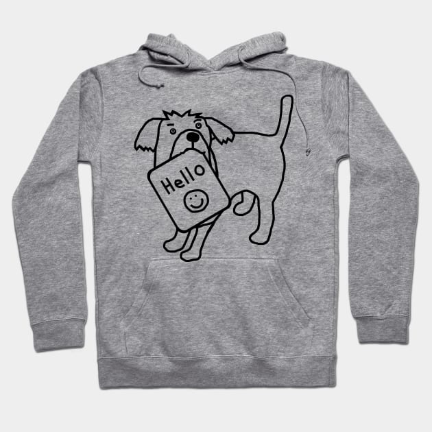 Cute Dog Says Hello Outline Hoodie by ellenhenryart